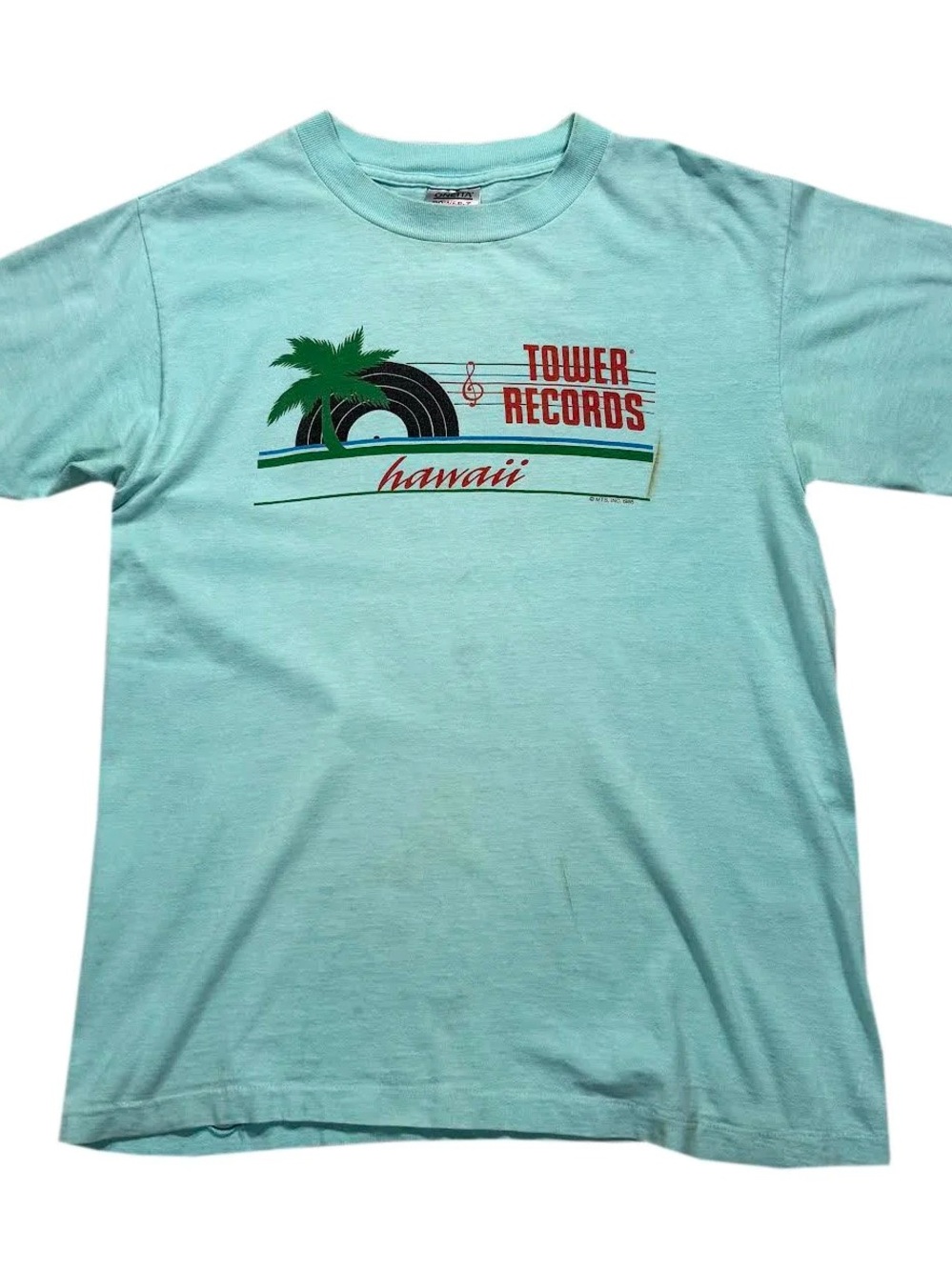 Vintage Tower Records Hawaii Light Blue T Shirt (Size L,Fits Smaller)